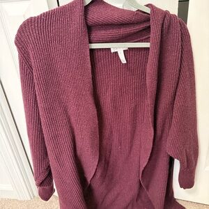 Leith Burgundy Ribbed Cardigan